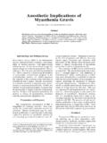 Anesthetic Implications of Myasthenia Gravis - Area …