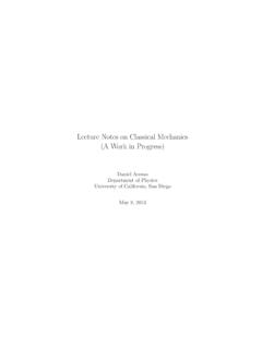 Lecture Notes on Classical Mechanics (A Work in Progress)