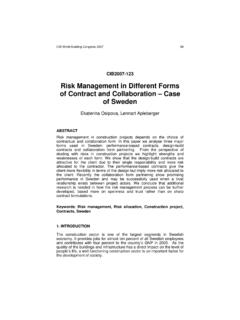 Risk Management in Different Forms of Contract and ...