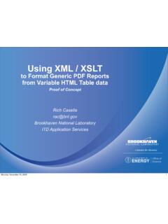 Using XML / XSLT - Brookhaven National Laboratory