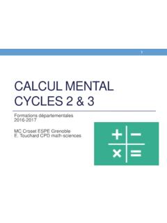 CALCUL MENTAL CYCLES 2 &amp; 3
