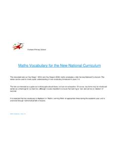 Maths Vocabulary for the New National Curriculum