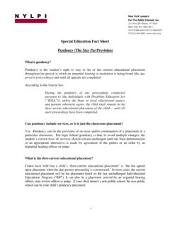 Special Education Fact Sheet Pendency (The Stay …