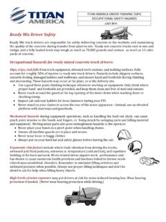 Occupational hazards for ready mixed concrete truck drivers