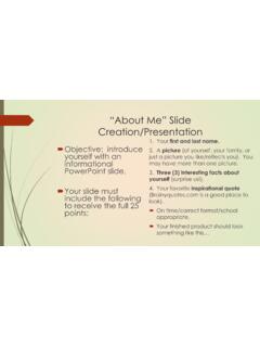 “About Me” Slide Creation/Presentation