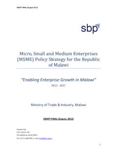 Micro, Small and Medium Enterprises (MSME) Policy Strategy ...
