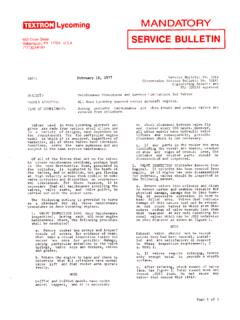 TEXTRON LYCOMING - SERVICE BULLETINS, INSTRUCTIONS …
