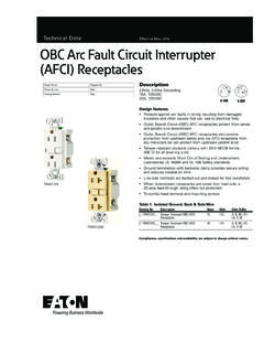 Technical Data OBC Arc Fault Circuit Interrupter (AFCI ...