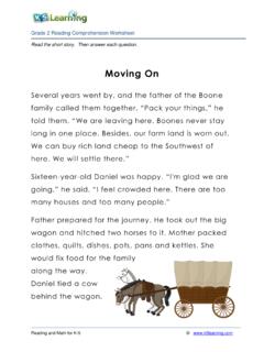 Reading Comprehension Worksheet and Kid's Fable - 'Moving …