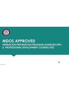 DES- MDOS Approved IPP Agencies and PD Courses
