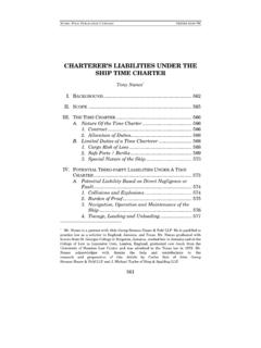 CHARTERER’S LIABILITIES UNDER THE SHIP TIME CHARTER