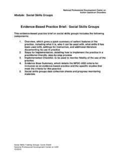 Evidence-Based Practice Brief: Social Skills Groups