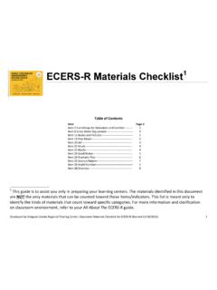 ECERS-R Materials Checklist - Napa Valley College