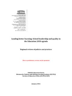Leading better learning: School leadership and quality in ...