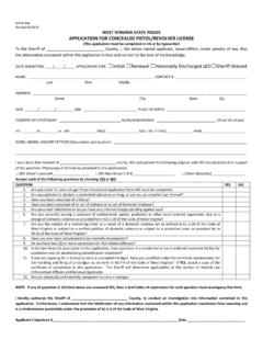 WEST VIRGINIA STATE POLICE APPLICATION FOR CONCEALED ...