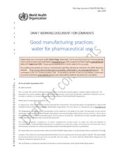 Good manufacturing practices: water for pharmaceutical use