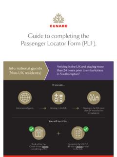 Guide to completing the Passenger Locator Form (PLF).