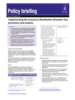 Implementing the Insurance Distribution Directive: …