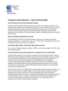 Frequently Asked Questions – Lead in Drinking Water