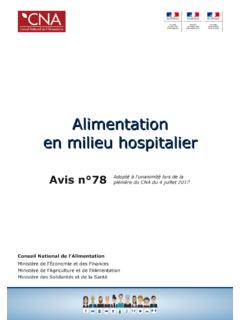 Alimentation en milieu hospitalier - CNA