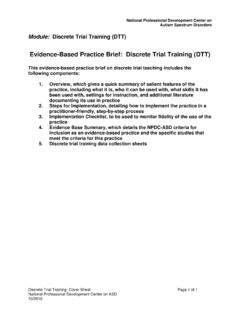 Evidence-Based Practice Brief: Discrete Trial Training (DTT)