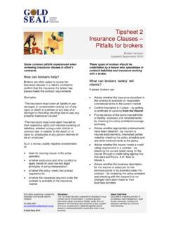 Tipsheet 2 Insurance Clauses – Pitfalls for brokers