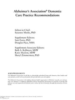 Alzheimer’s Dementia Care Practice Recommendations