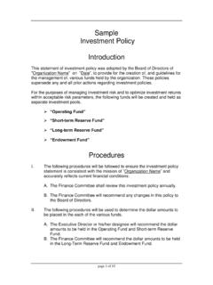 Sample Investment Policy Introduction