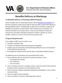 Benefits Delivery at Discharge - Veterans Affairs