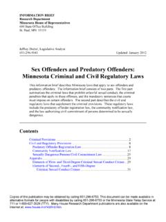Sex Offenders and Predatory Offenders: Minnesota …