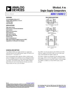 Ultrafast, 4 ns Single-Supply Comparators Data Sheet ...