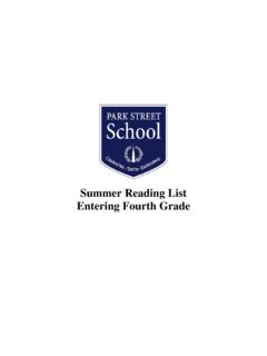 Summer Reading List Entering Fourth Grade - Park Street Kids