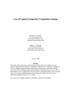 Cost of Capital in Imperfect Competition Settings