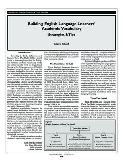 Building English Language Learners’ Academic Vocabulary