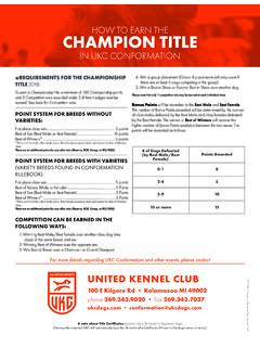 HOW TO EARN THE CHAMPION TITLE - United Kennel Club