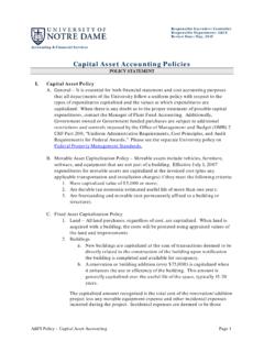 Capital Asset Accounting Policies - University of Notre Dame