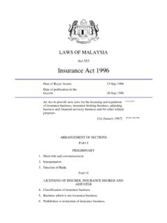 Act 553 Insurance Act 1996 - Bank Negara Malaysia