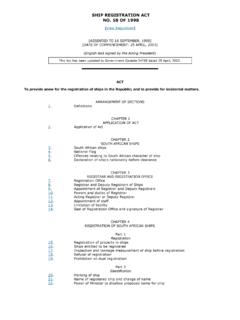 SHIP REGISTRATION ACT NO. 58 OF 1998 - Shepstone &amp; Wylie