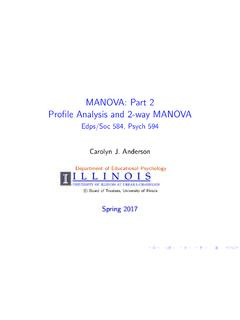 MANOVA: Part 2 Proﬁle Analysis and 2-way MANOVA