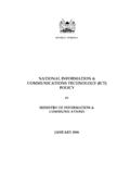 NATIONAL INFORMATION &amp; COMMUNICATIONS TECHNOLOGY (ICT) POLICY