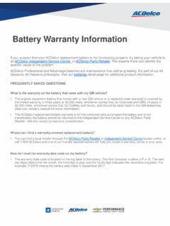 Battery Warranty Information - ACDelco