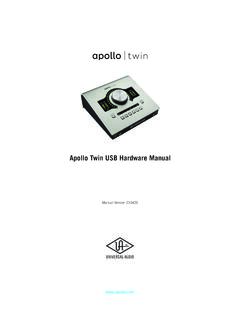 Apollo Twin USB Hardware Manual - Universal Audio