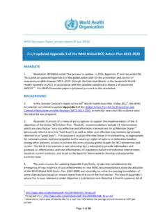 Draft Updated Appendix 3 of the WHO Global NCD Action …