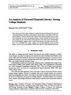 An Analysis of Personal Financial Literacy Among …