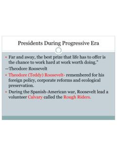Presidents During Progressive Era