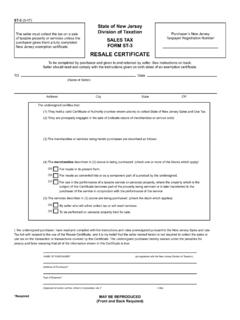 ST-3 Resale Certificate - Government of New Jersey