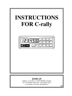 INSTRUCTIONS FOR C-rally - Jemba
