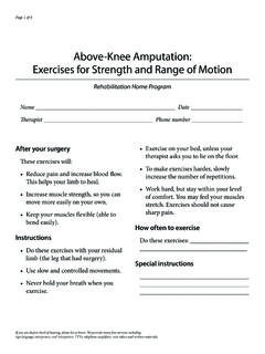 Above-Knee Amputation: Exercises for Strength and Range …