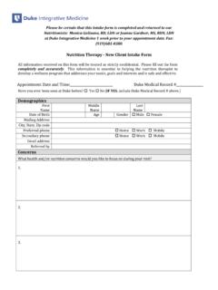 Nutrition Therapy - New Client Intake Form