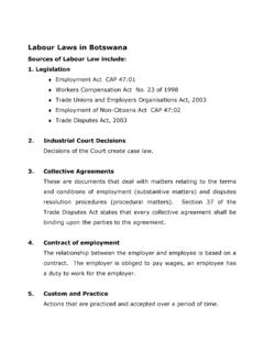 Labour Laws in Botswana - Making the Law work …